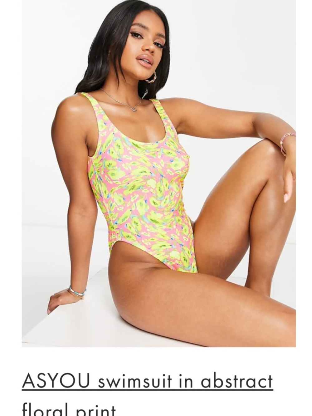 Neon Floral One-Piece Swimsuit - Pink & Lime